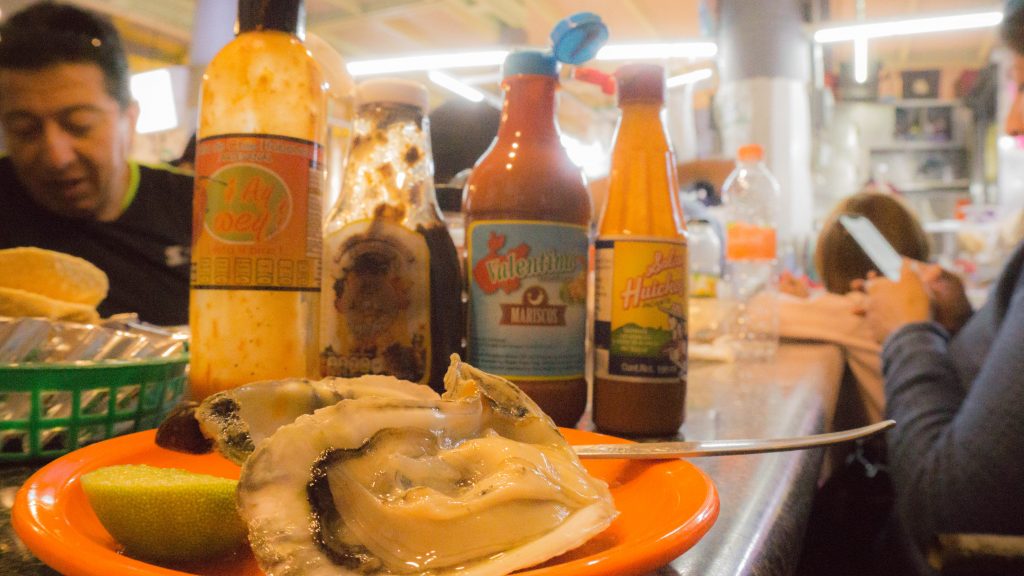 Oysters and hot sauce