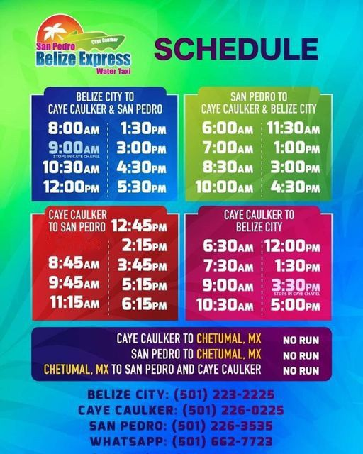 Caye Caulker water ferry schedule